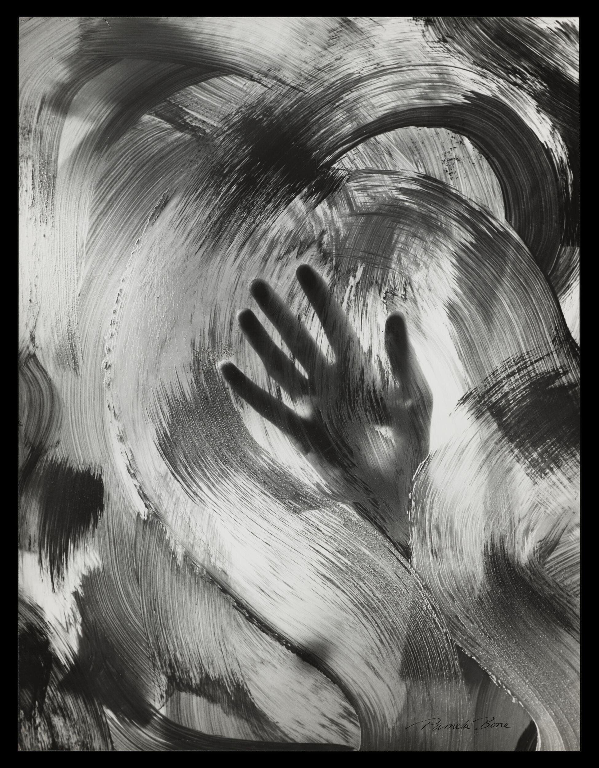 Hand Behind Painted Glass