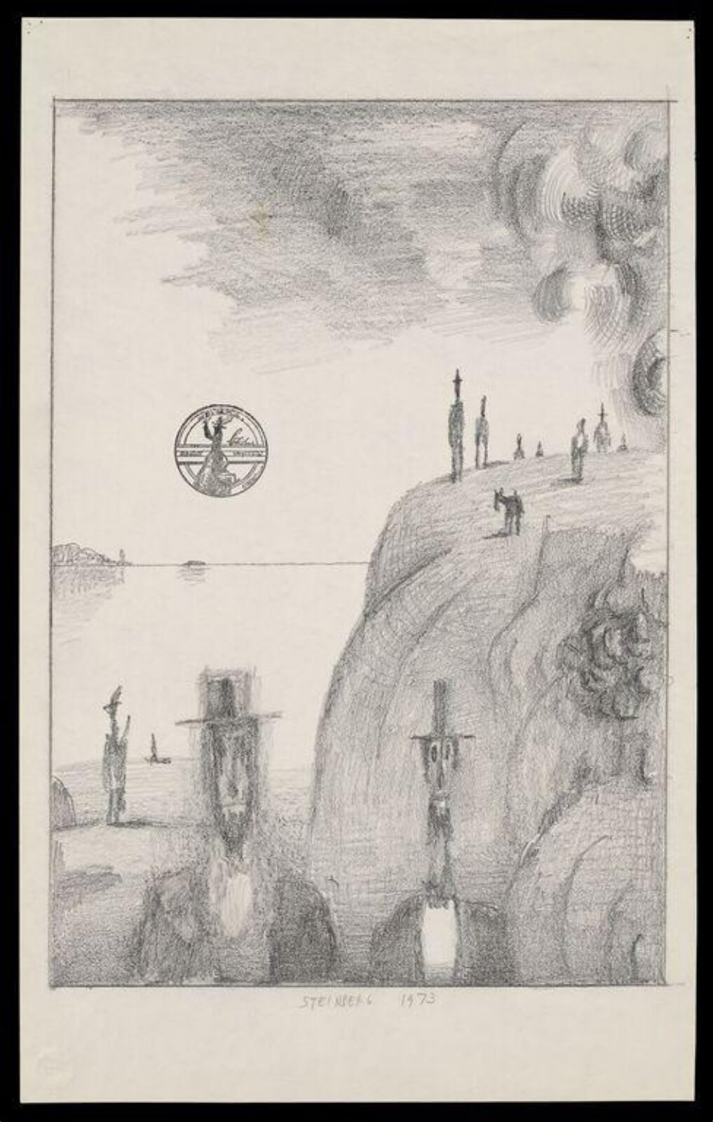 Figures at Seaside, Saul Steinberg, 1973