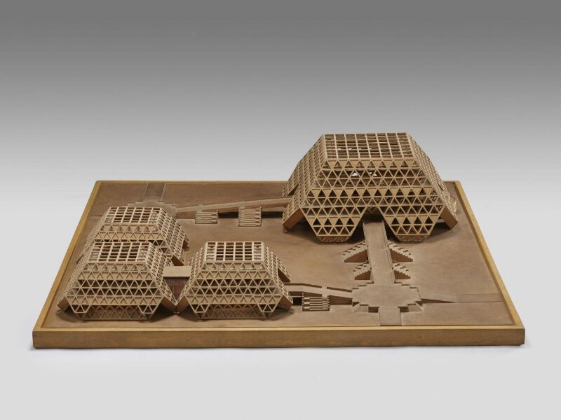 Model of the Hall of Nations and Halls of Industries complex in Pragati Maidan, New Delhi