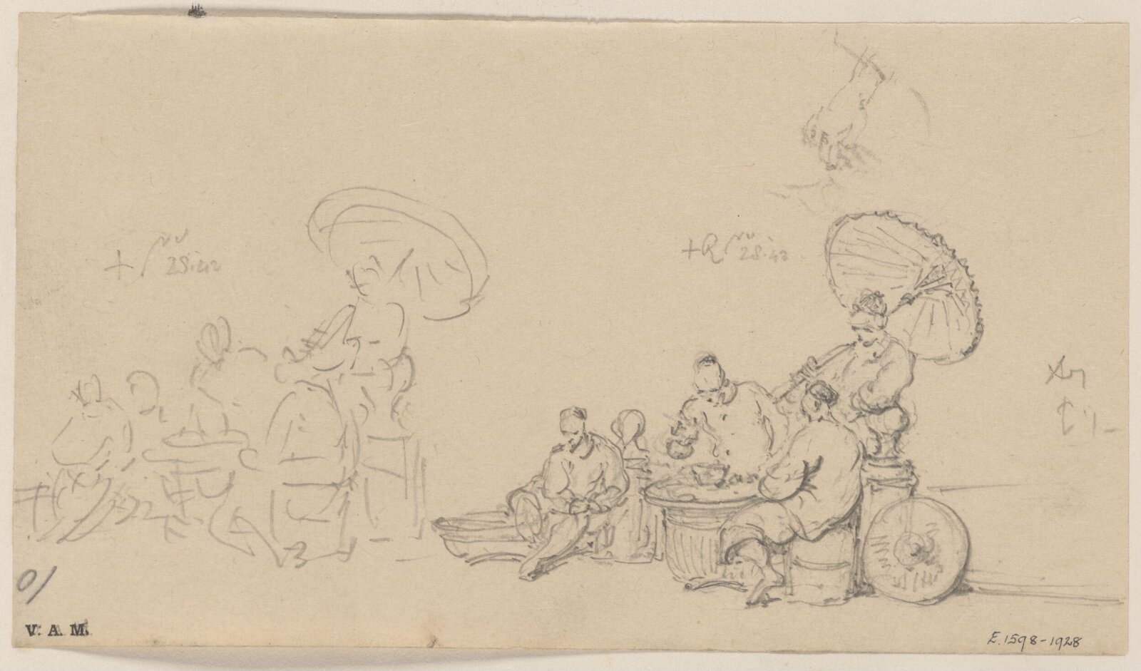 Chinese figures around a basket, George Chinnery, 28/04/1842
