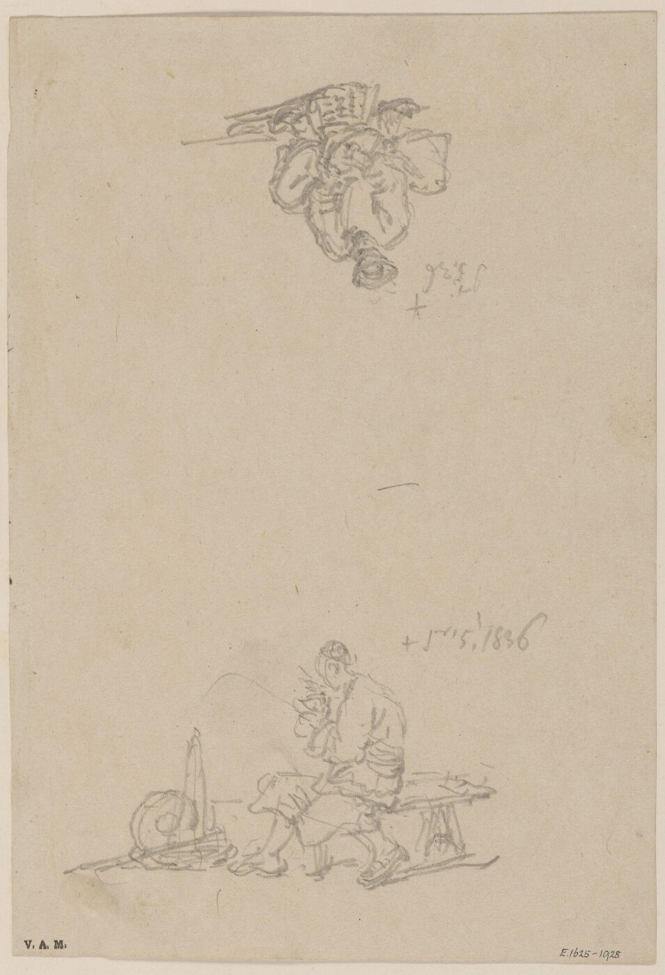 George Chinnery, Two drawings of Chinese figures
