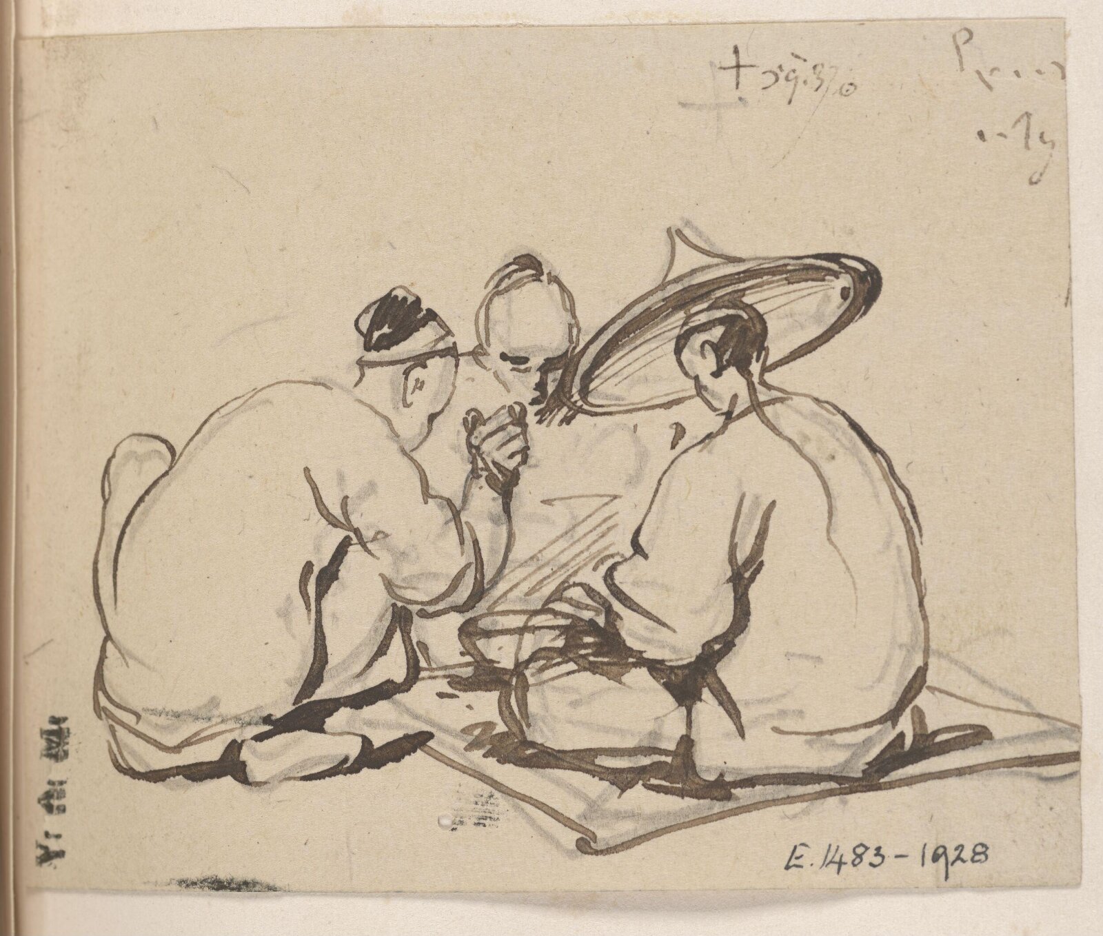 Three seated Chinese men, George Chinnery, 29/09/1825 - 30/05/1852