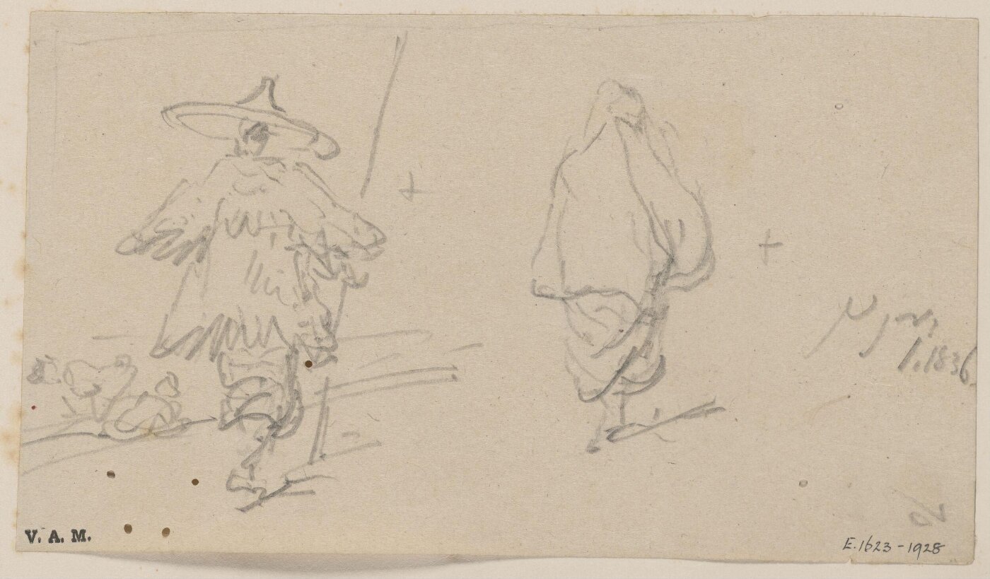 George Chinnery, A Chinese man and woman, the former in wet-weather dress