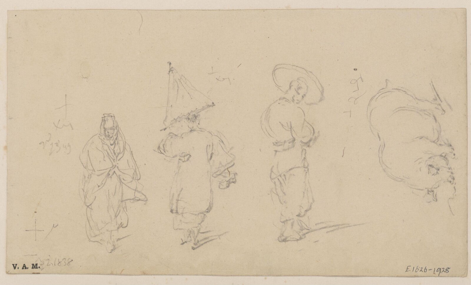 Three figures and a pig, George Chinnery, 02/11/1838 - 23/03/1849