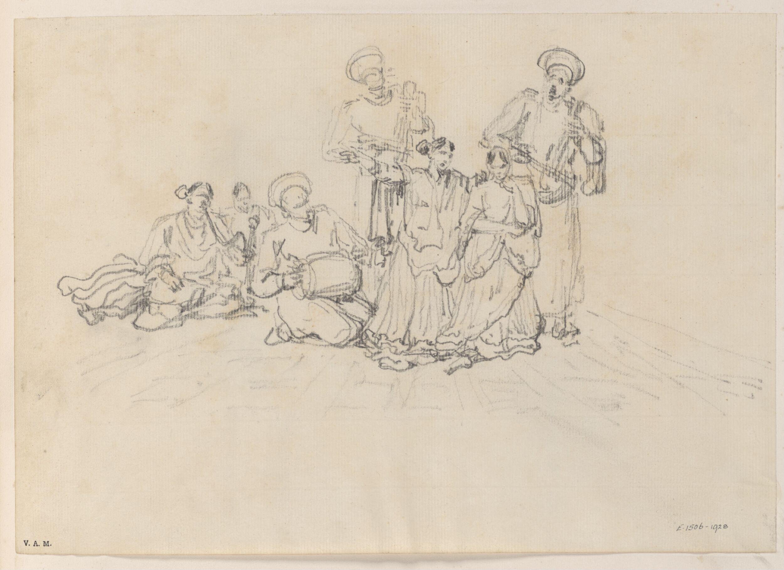 A group of Indian musicians and dancers by George Chinnery