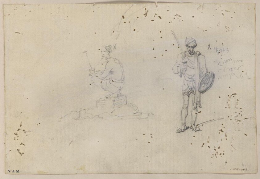 Two drawings of Indian figures