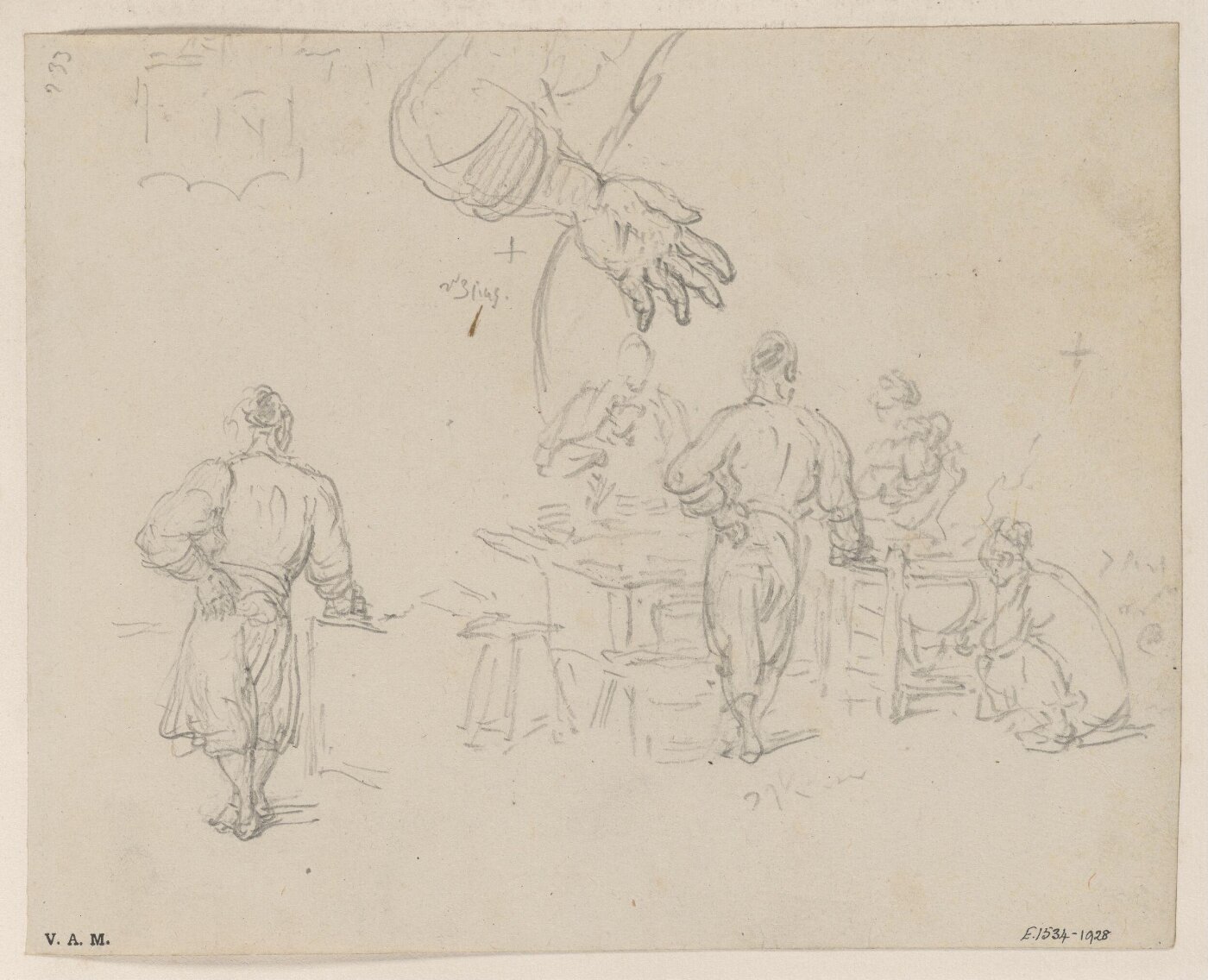 George Chinnery, Sketches of Chinese figures at a market stall