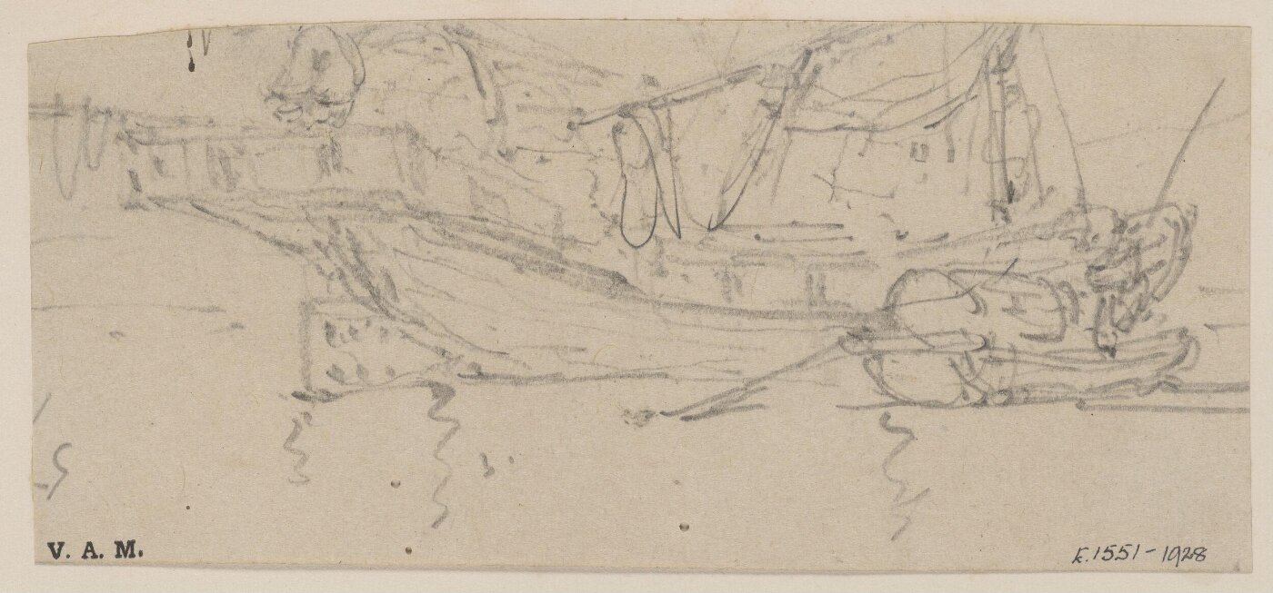 George Chinnery, A sketch by George Chinnery of a Tanka boat alongside a junk