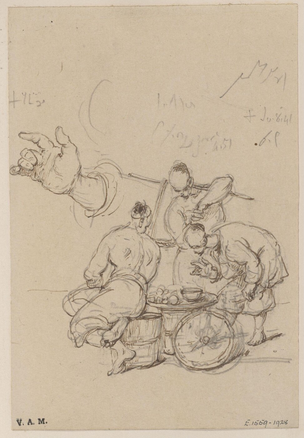 George Chinnery, A group of three Chinese men, and a study of a hand