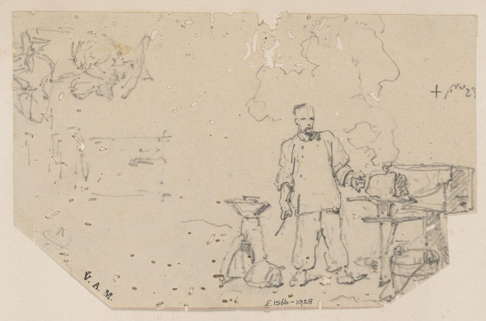 A blacksmith and a seated man, George Chinnery, 23/04/1826 - 23/04/1852