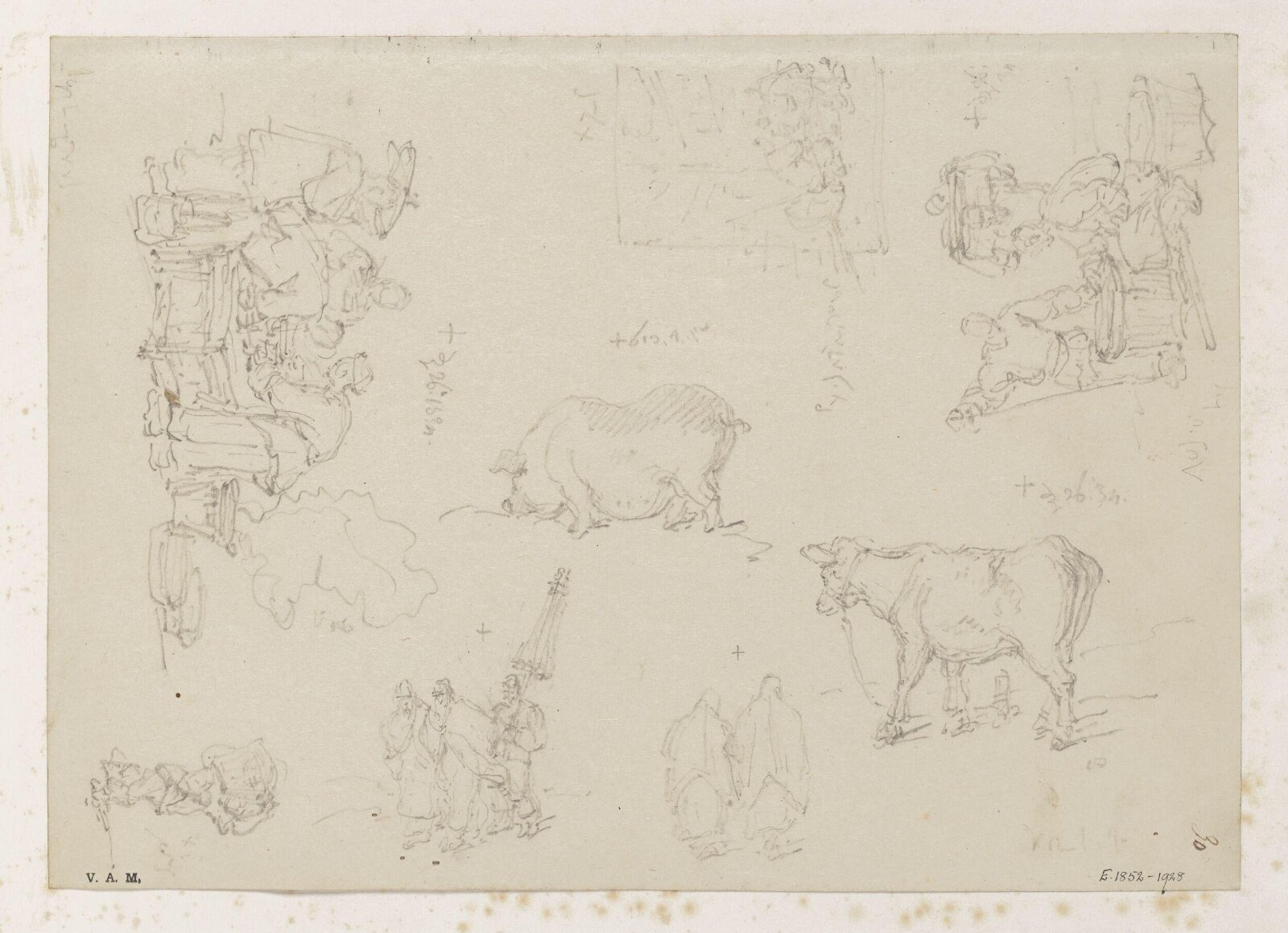 A cowherd with three cows, George Chinnery, 29/09/1825 - 30/05/1852