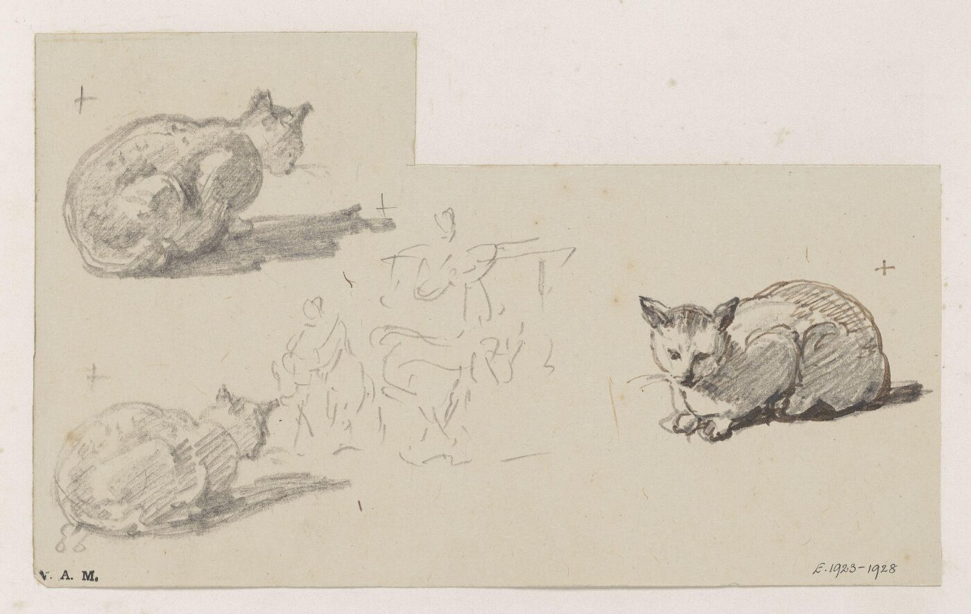 George Chinnery, Three drawings of a cat