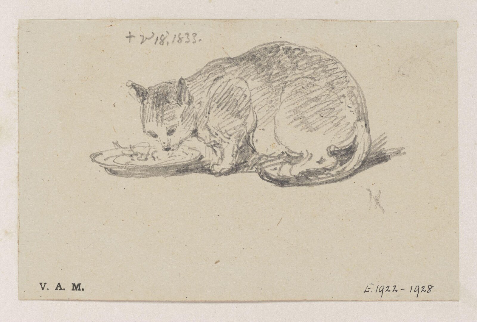 A cat eating from a plate, George Chinnery, 18/03/1833