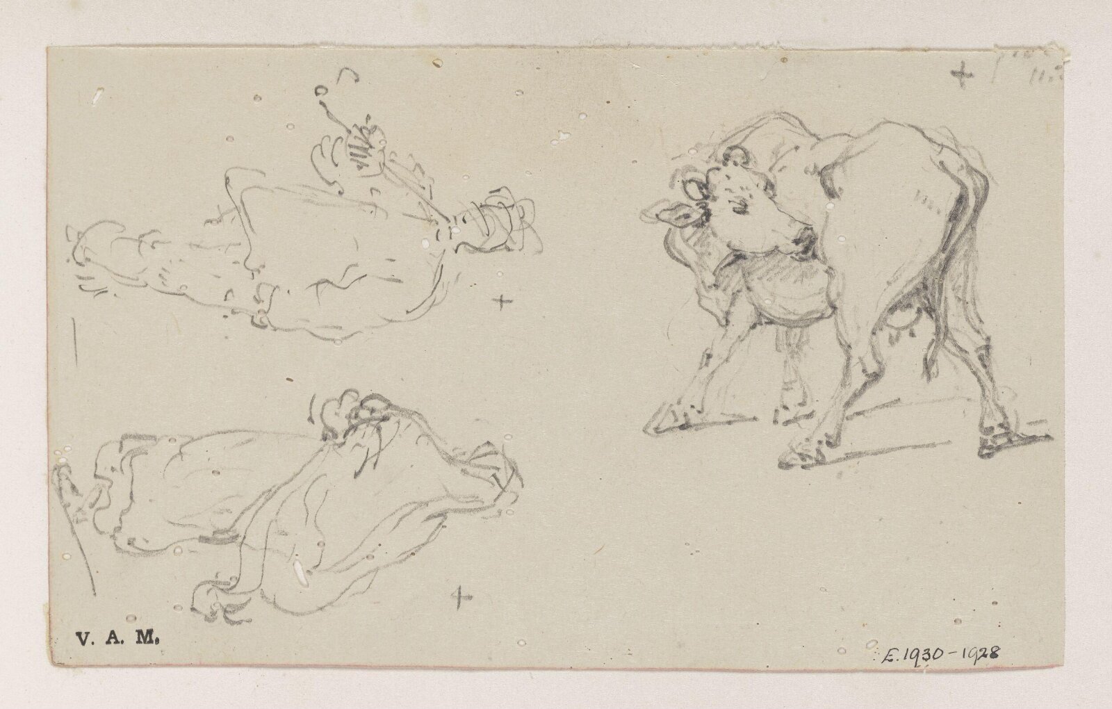 Two figure studies, and a calf, George Chinnery, 29/09/1825 - 30/05/1852