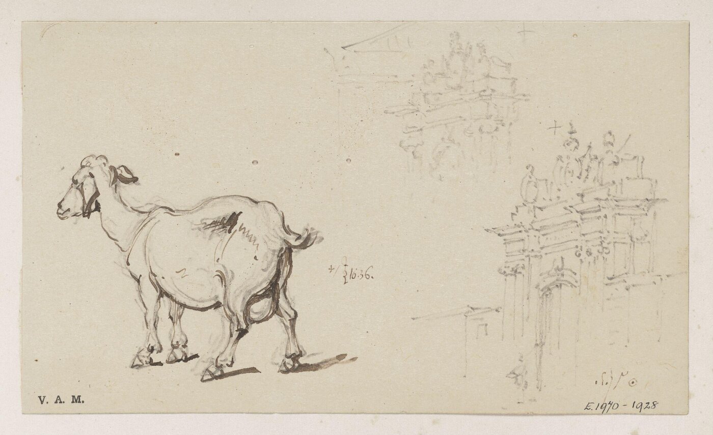 George Chinnery, A goat, and the governor's gateway, Macau