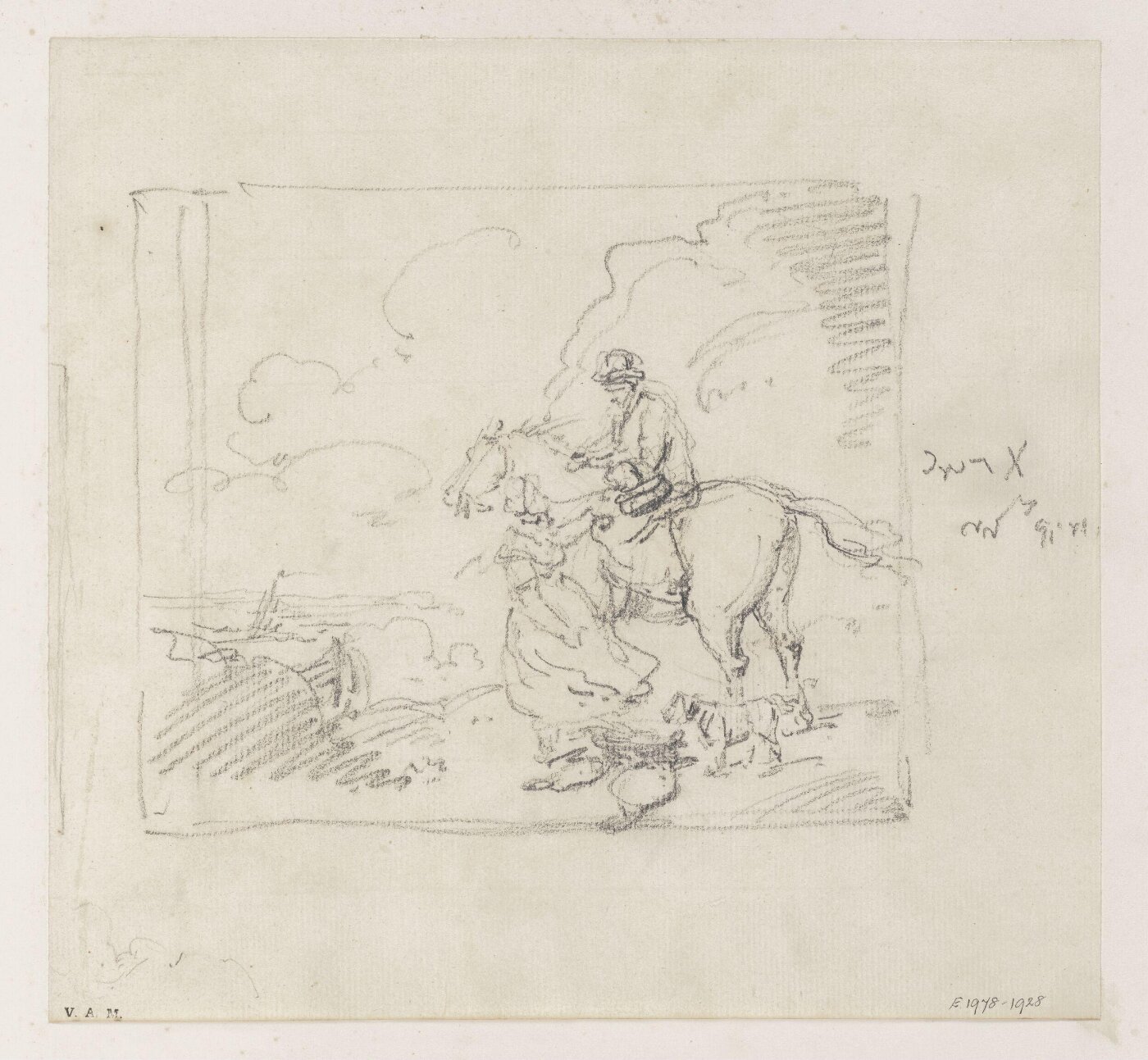 George Chinnery, A horseman approached by a woman selling fish