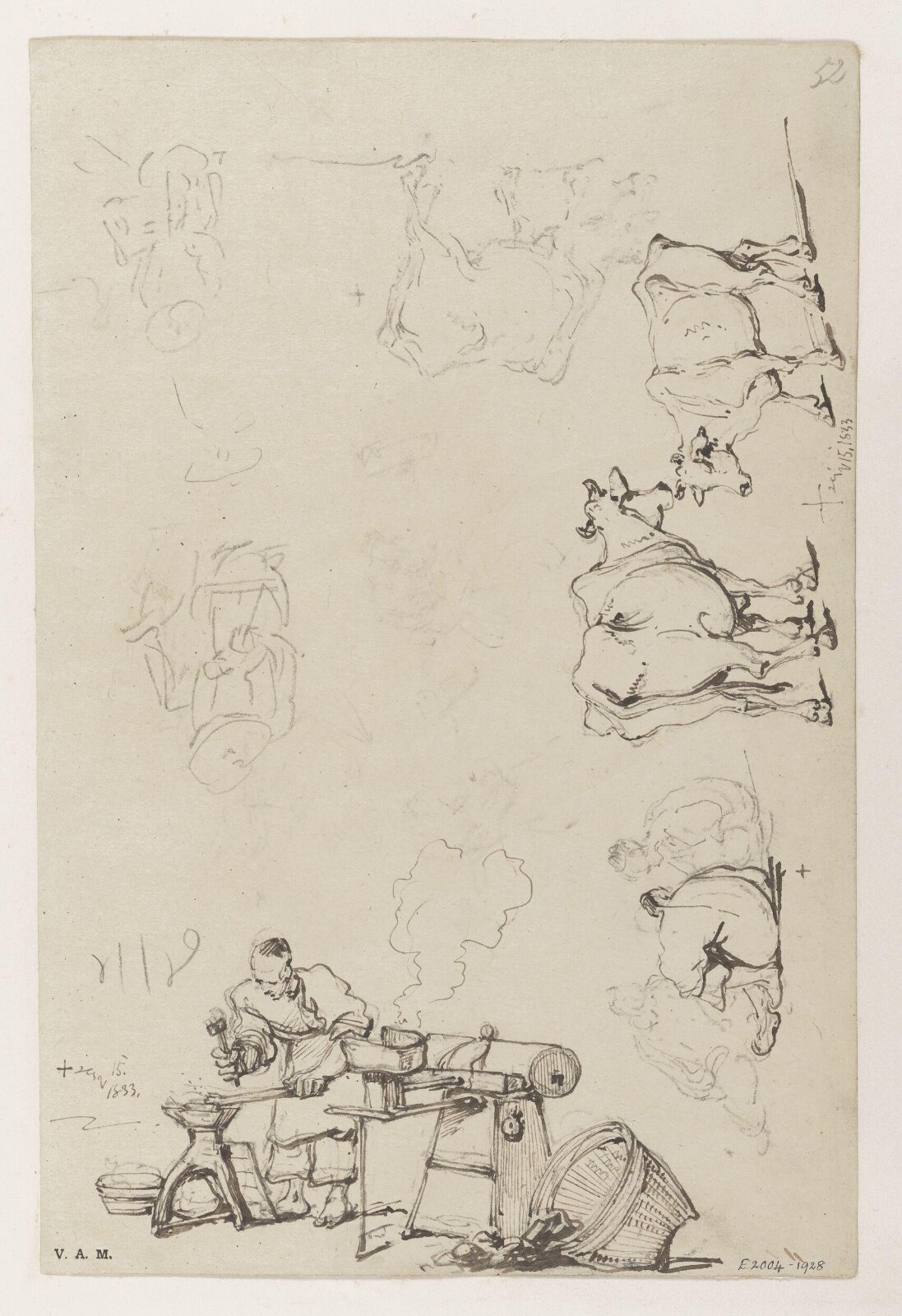 A blacksmith, and other sketches, George Chinnery, 15/10/1833