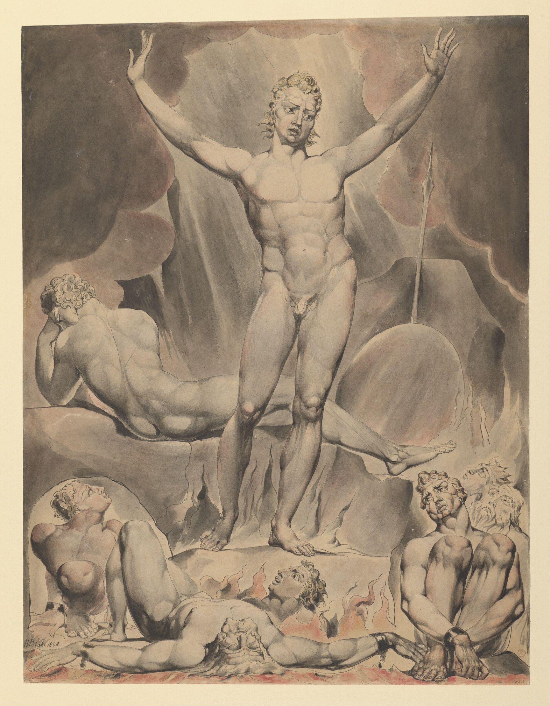 Satan arousing the rebel angels, Уильям Блейк, 1808