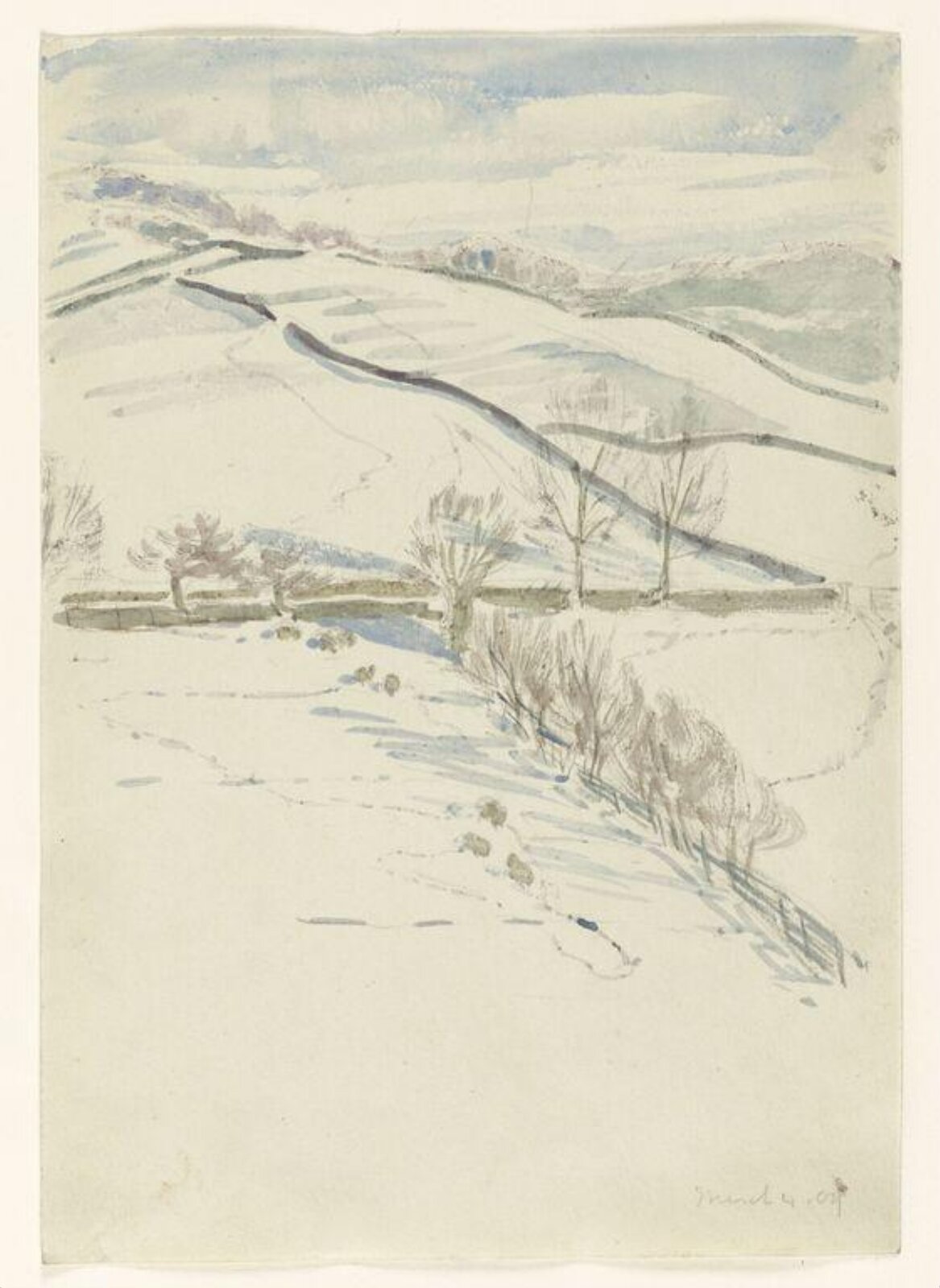 Hillside under snow, Beatrix Potter, 4/03/1909
