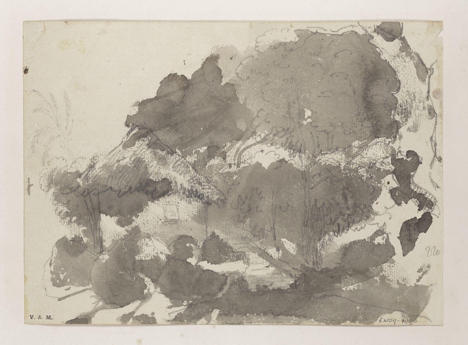 A thatched dwelling amid trees, Bengal, George Chinnery, 21/12/1802 - 13/07/1825