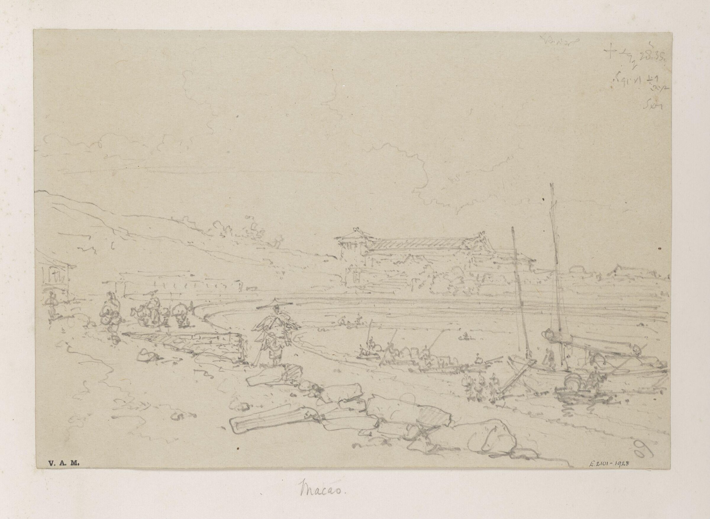 The church and convent of S. Francisco, Macau, from across the bay, George Chinnery, 28/10/1835