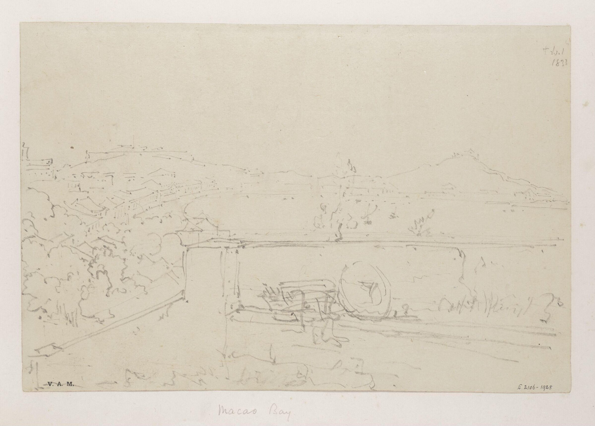 The Praya Grande, Macau, looking north-east, George Chinnery, 01/07/1833