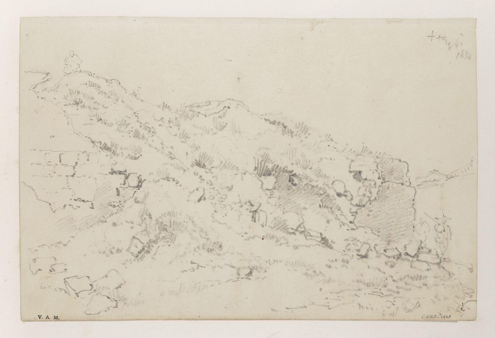 A hillside with ruined masonry, George Chinnery, 04/10/1834