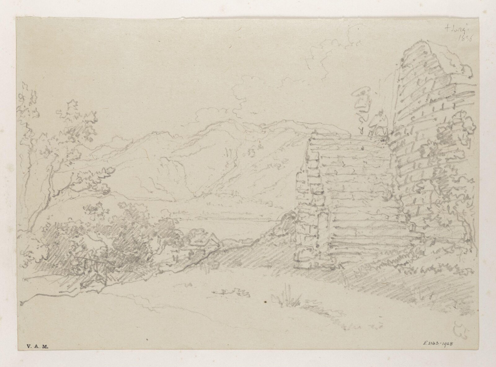 A landscape with a ruined wall, George Chinnery, 29/07/1836