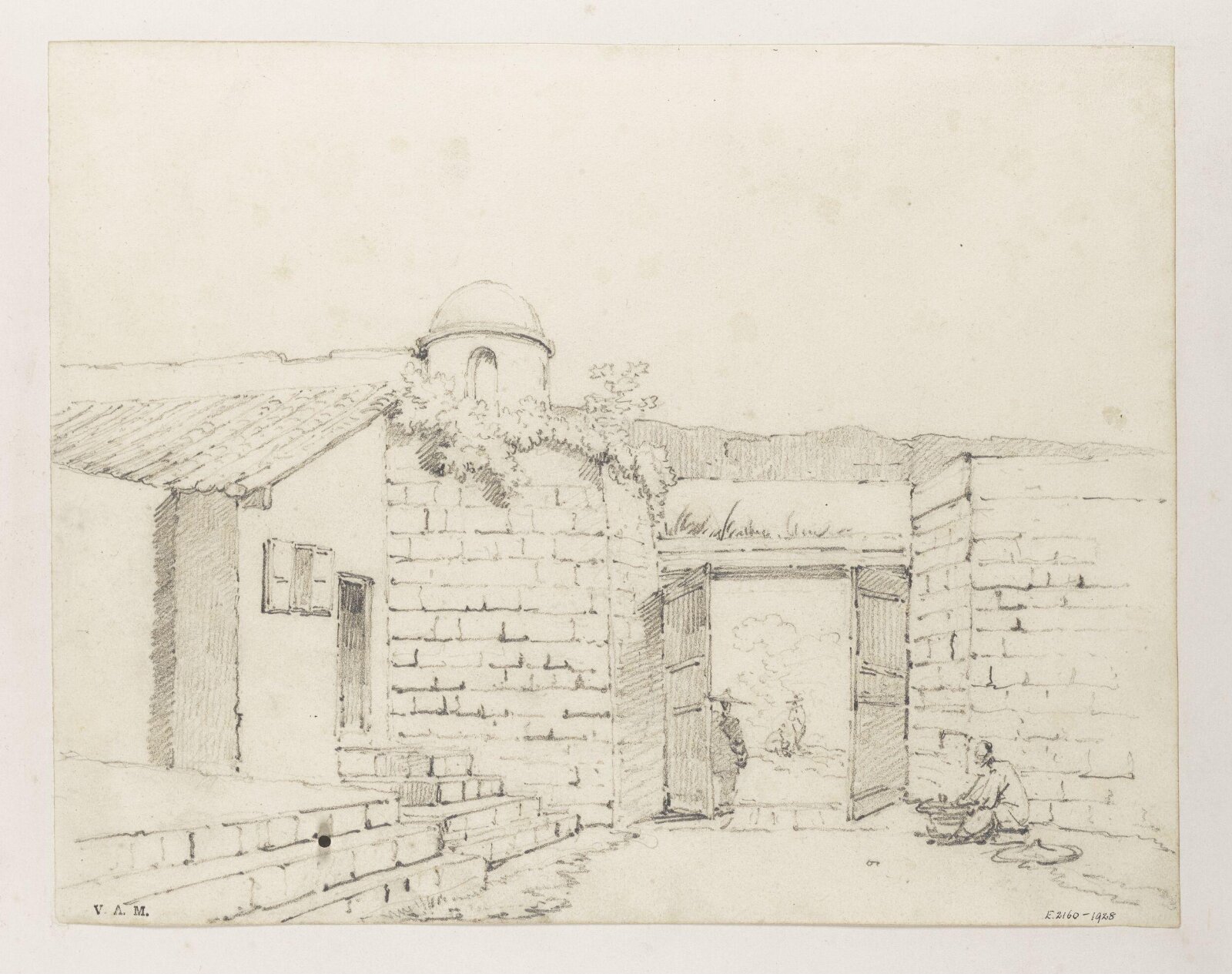 A gateway with a domed turret, Macau, George Chinnery, 29/09/1825 - 30/05/1852