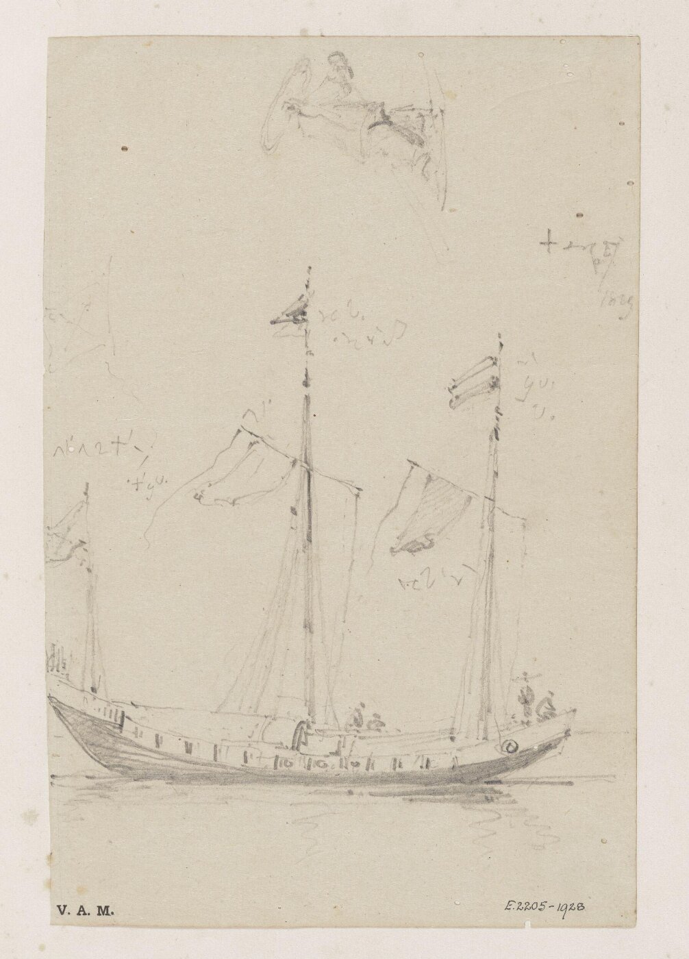 George Chinnery, A three-masted Chinese vessel