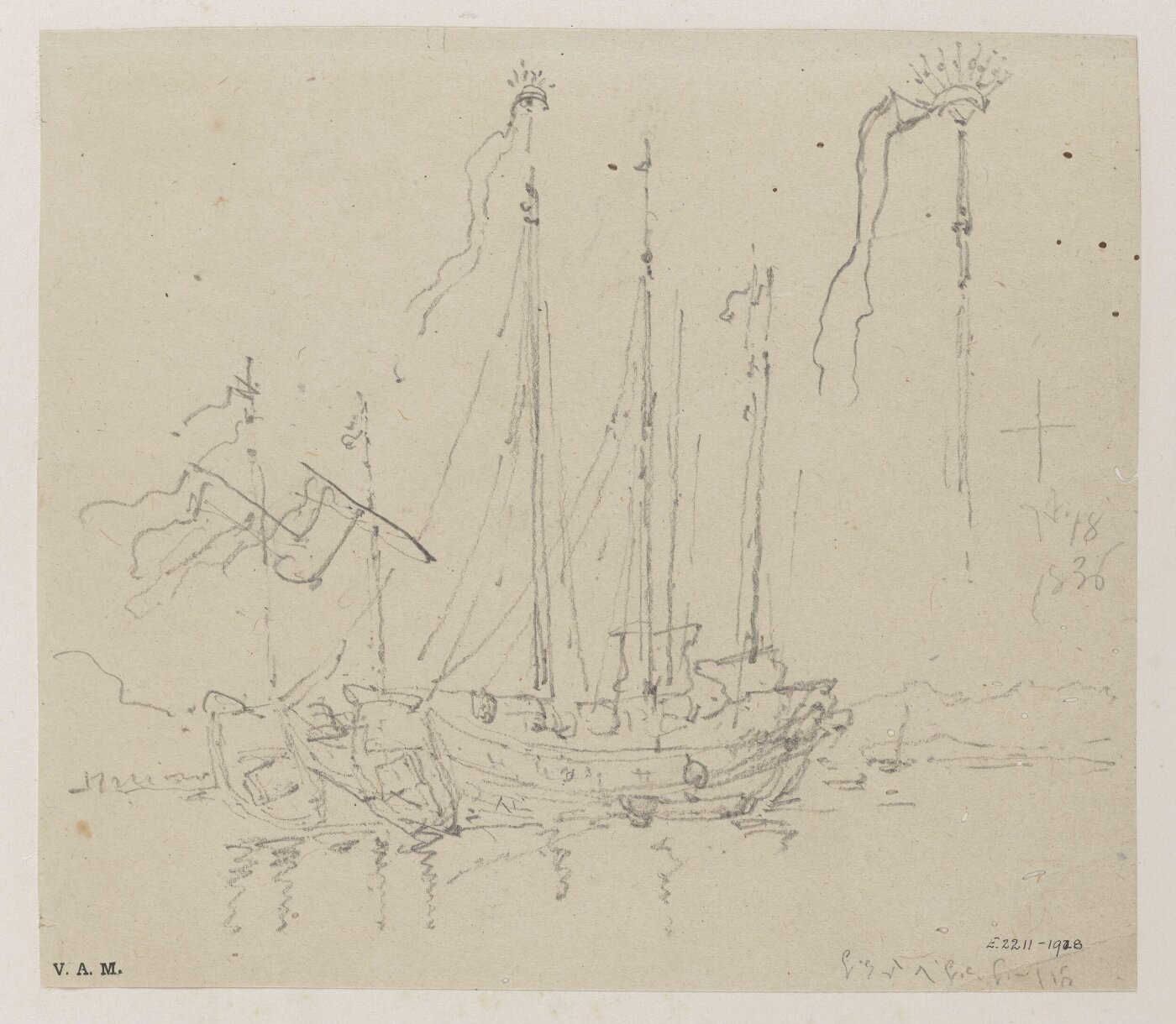 George Chinnery, A sketch of junks lying offshore in parallel