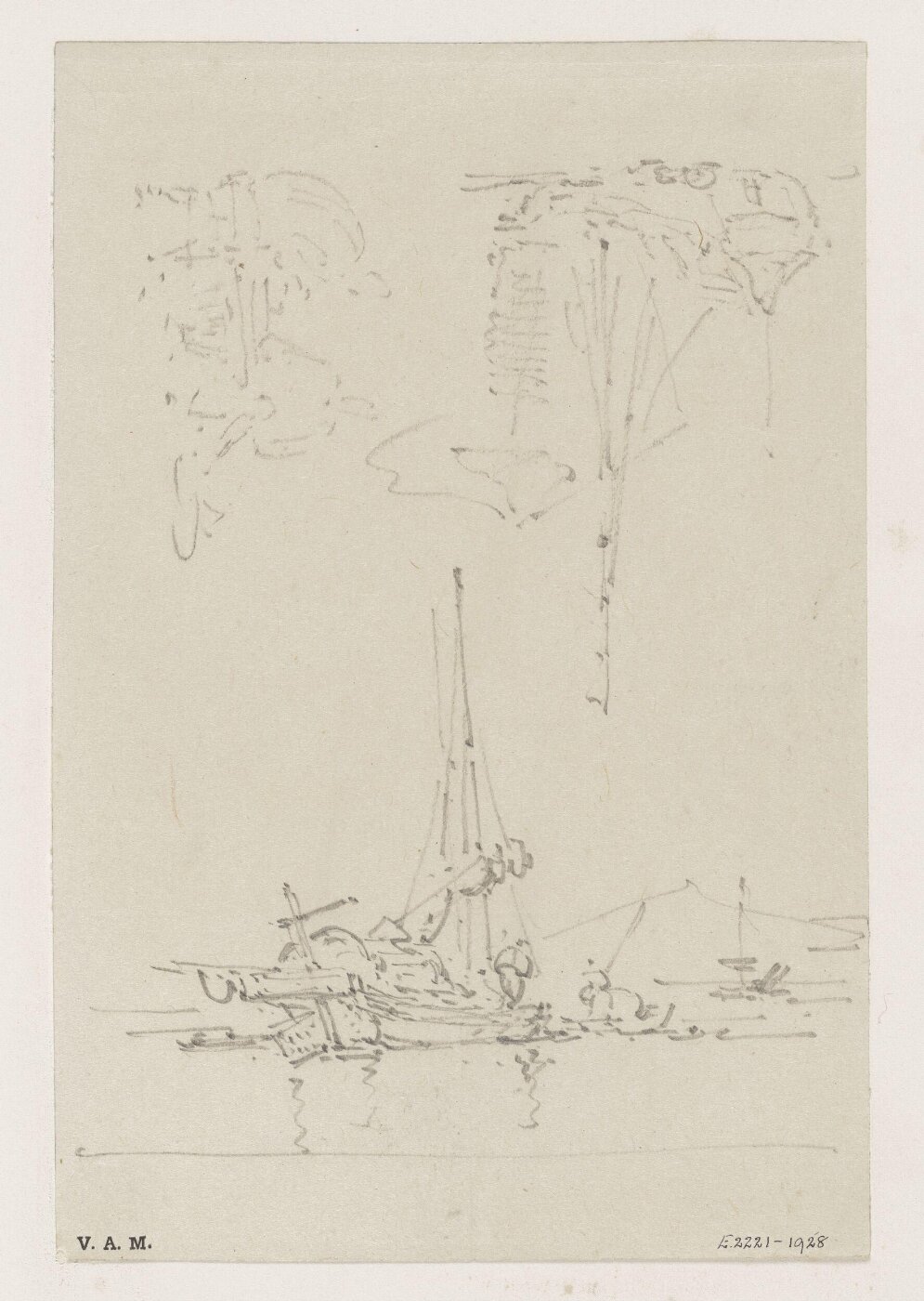 George Chinnery, Three sketches of boats and figures