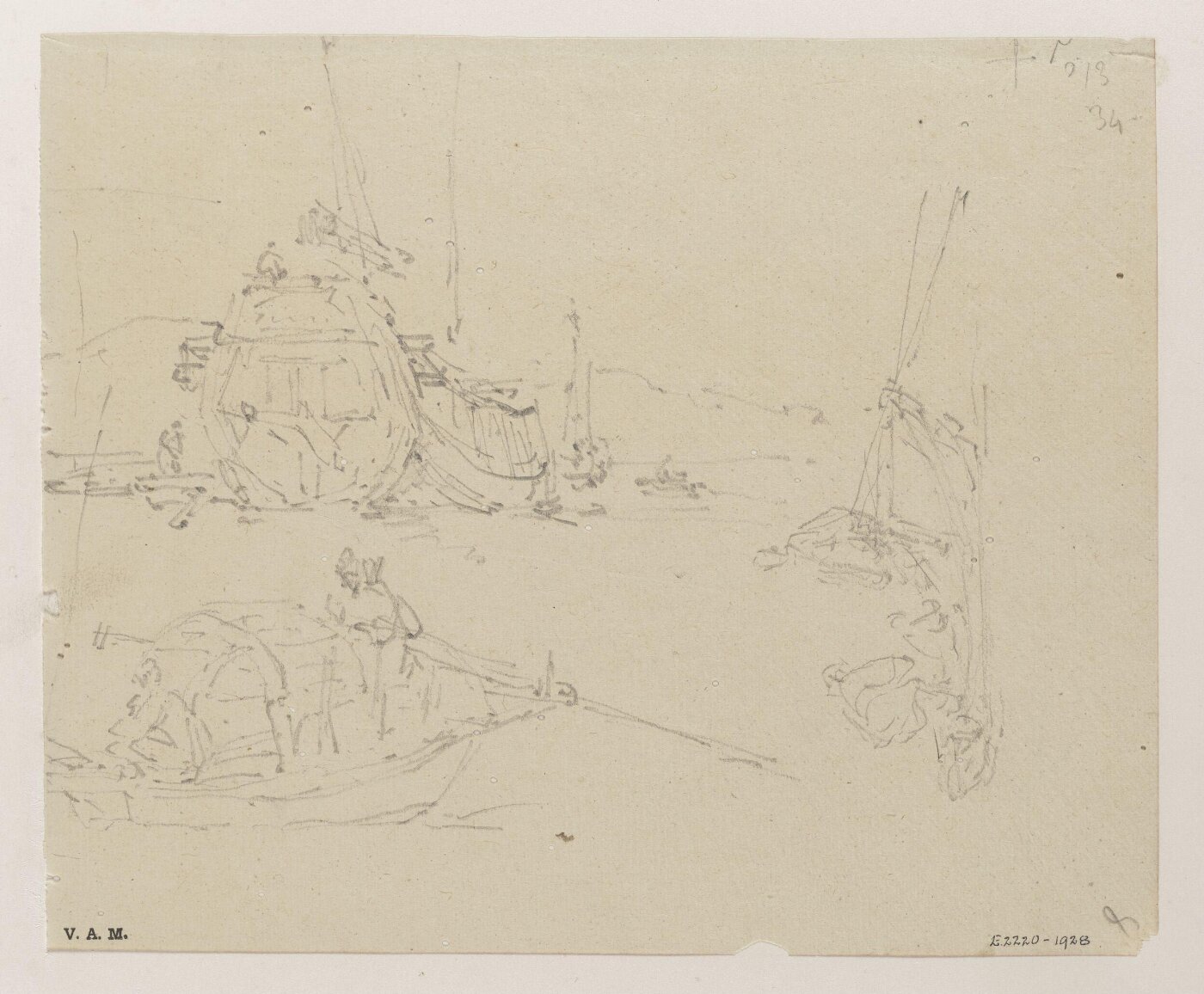 George Chinnery, Three sketches of Chinese craft