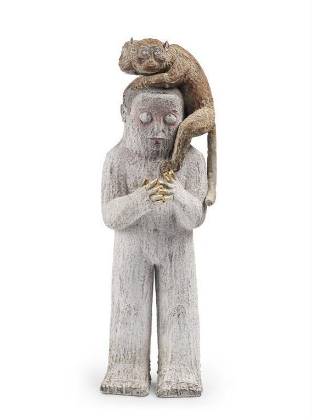 Sculpture, ‘Co-Existence – the Man and the Monkey’ (2024) by Shi Lin