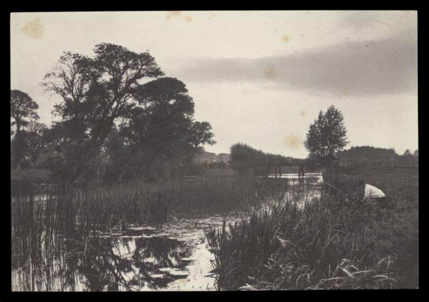 Gale, Lt. Col. Joseph, Man fishing on a river with reeds