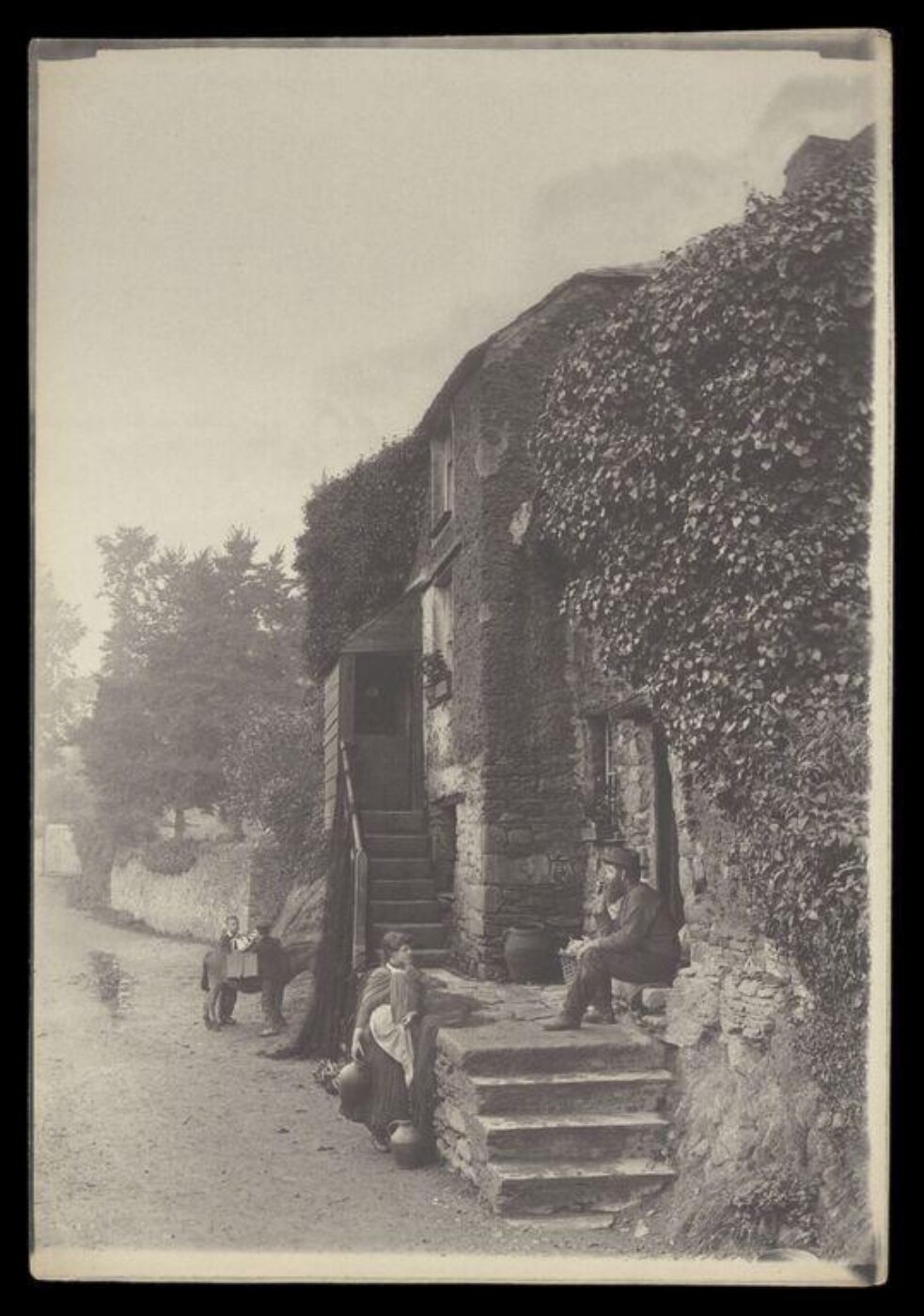 Gale, Lt. Col. Joseph, Exchanging News by Ivy-Covered Stone Cottage