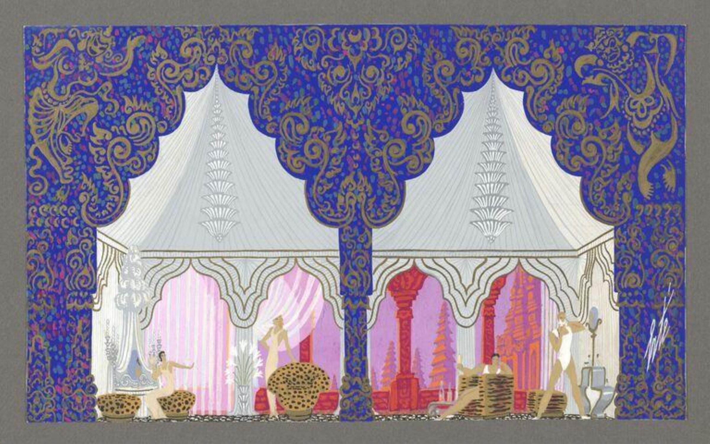 Design for a set: Room in a Chinese Palace., Erté, 1938