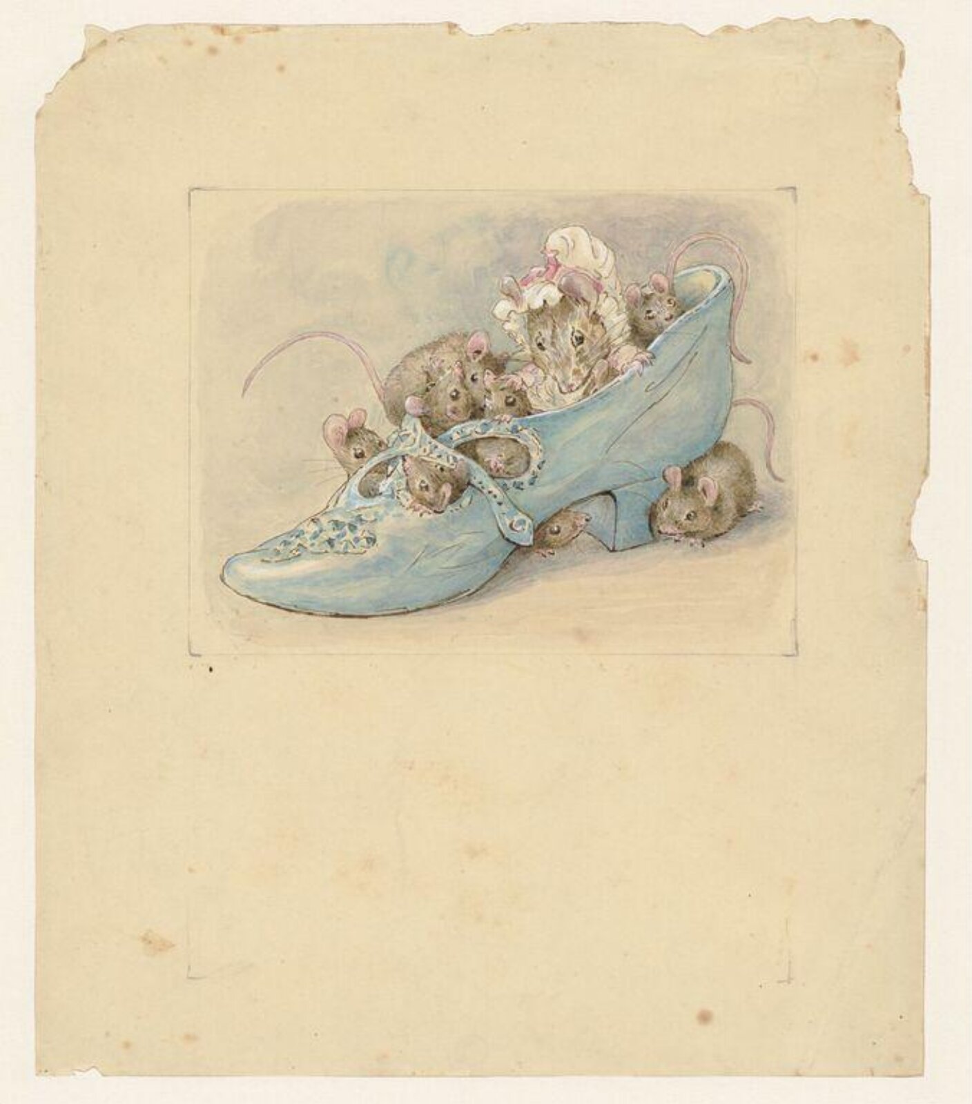 Mice in a shoe, Beatrix Potter, ca. 1905