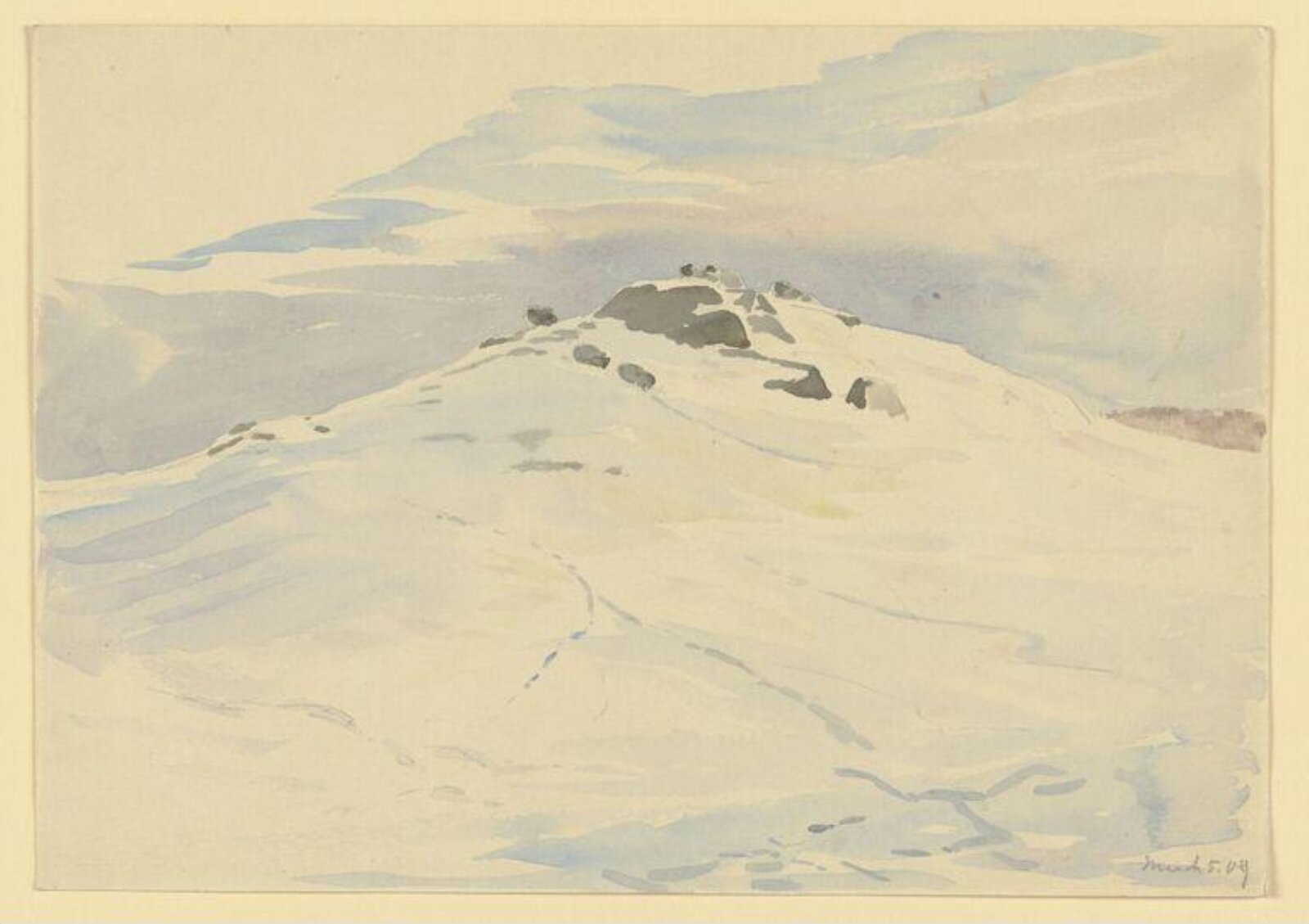 Hill-top under snow, Beatrix Potter, 5th March 1909