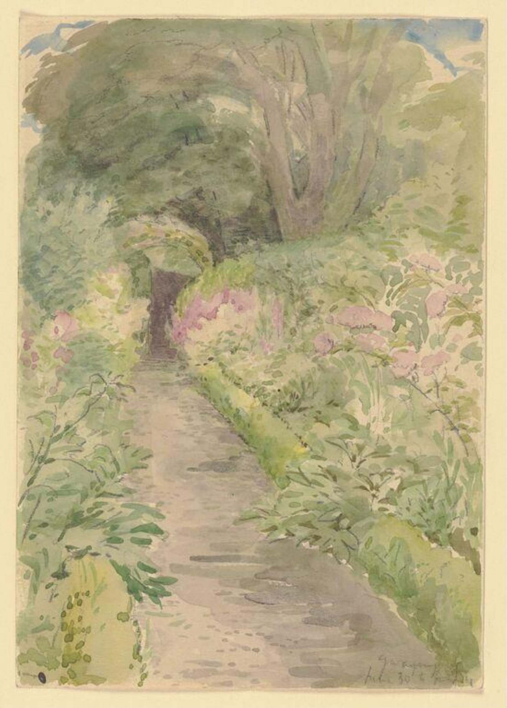 Sketch of the garden at Gwaynynog, Beatrix Potter, 30/06/1909 - 04/07/1909
