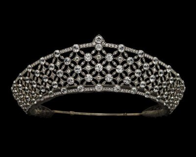 White sapphire and diamond tiara