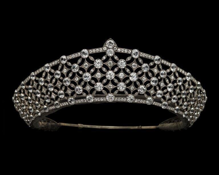 White sapphire and diamond tiara