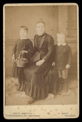 Portrait of a woman and two children