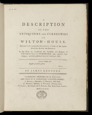 A description of the antiquities and curiosities in Wilton-House