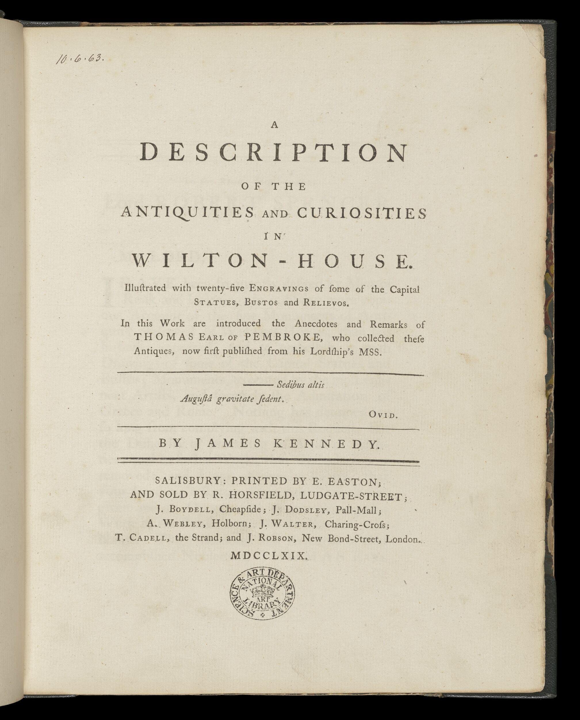A description of the antiquities and curiosities in Wilton-House