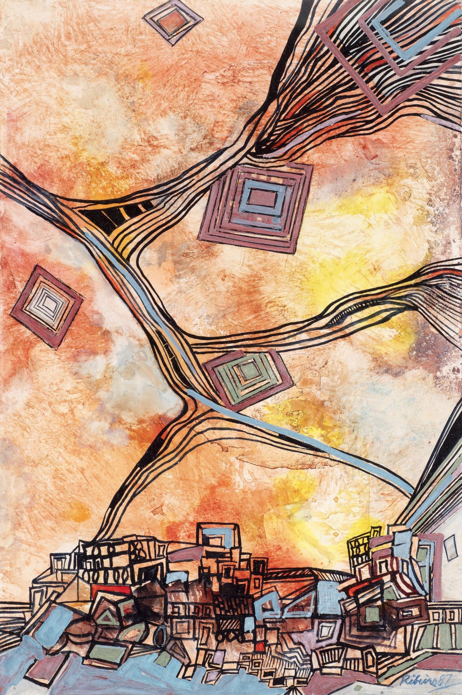 Compositional Townscap, Lancelot Ribeiro, 1987