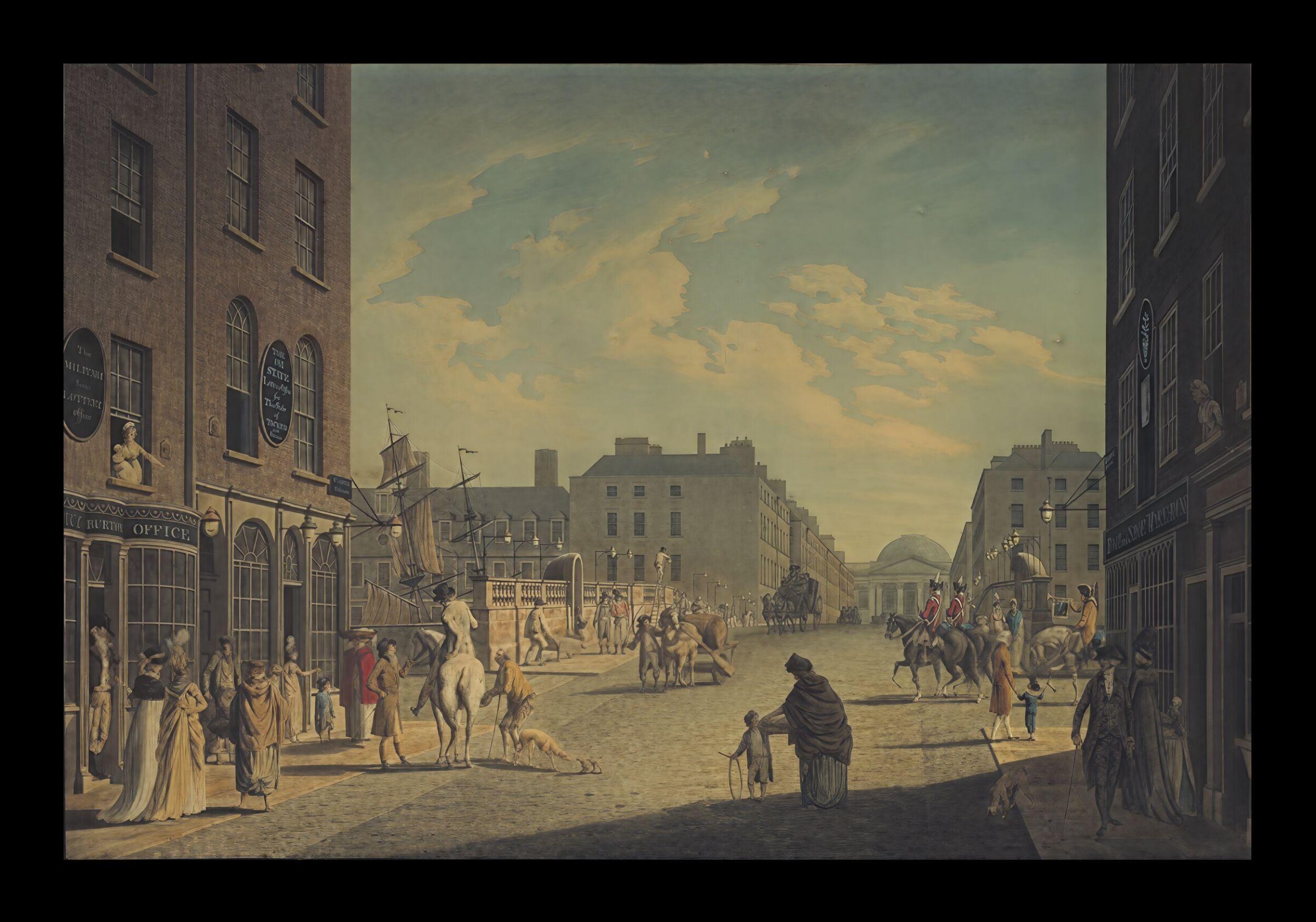 Capel Street, Dublin, with the Royal Exchange in the distance, Malton, 1800