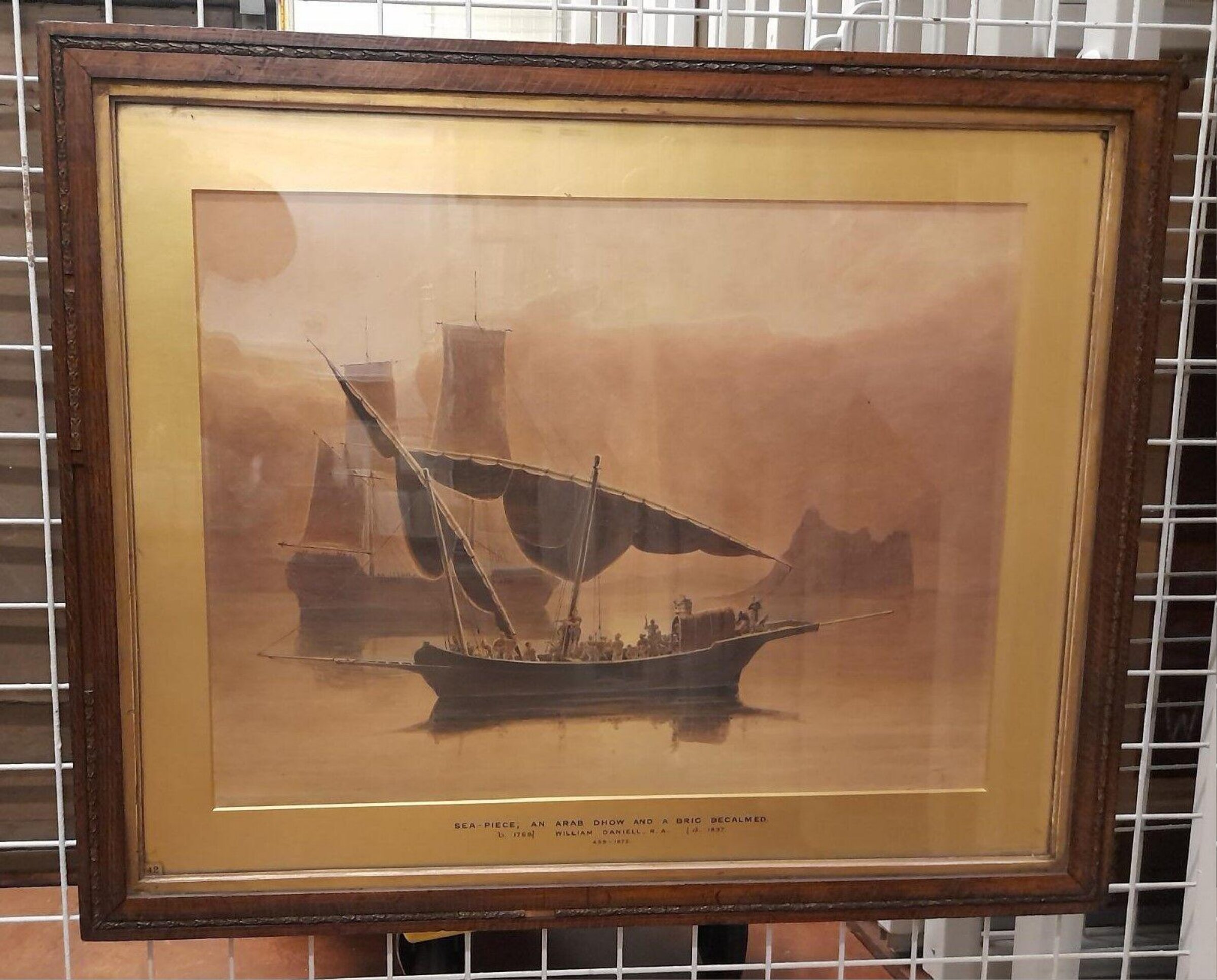 Sea Piece: Arab Dhow and Brig, Recalmed, William Daniell, 1790-1837