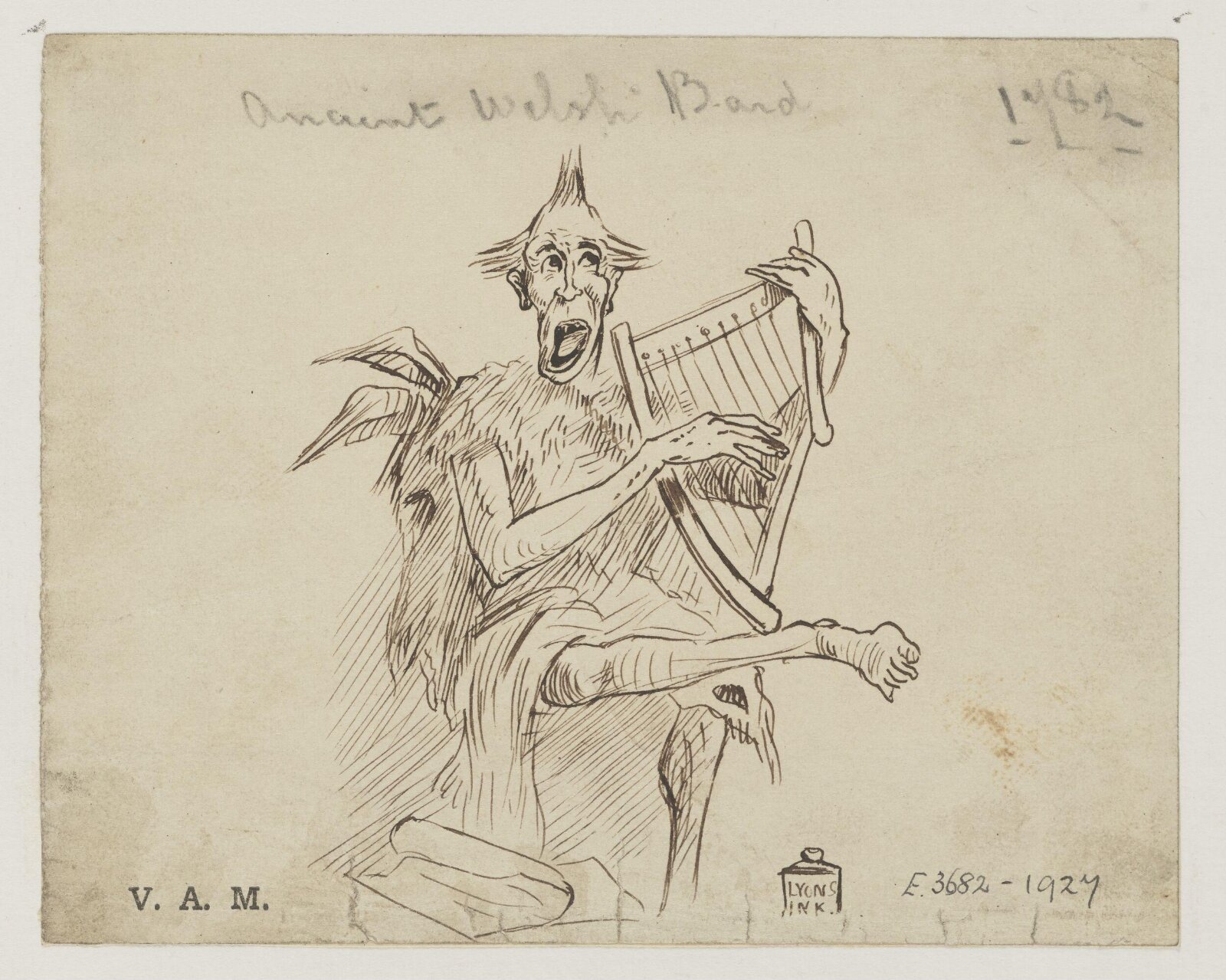 Ancient Welsh bard, Randolph Caldecott, 1867-75
