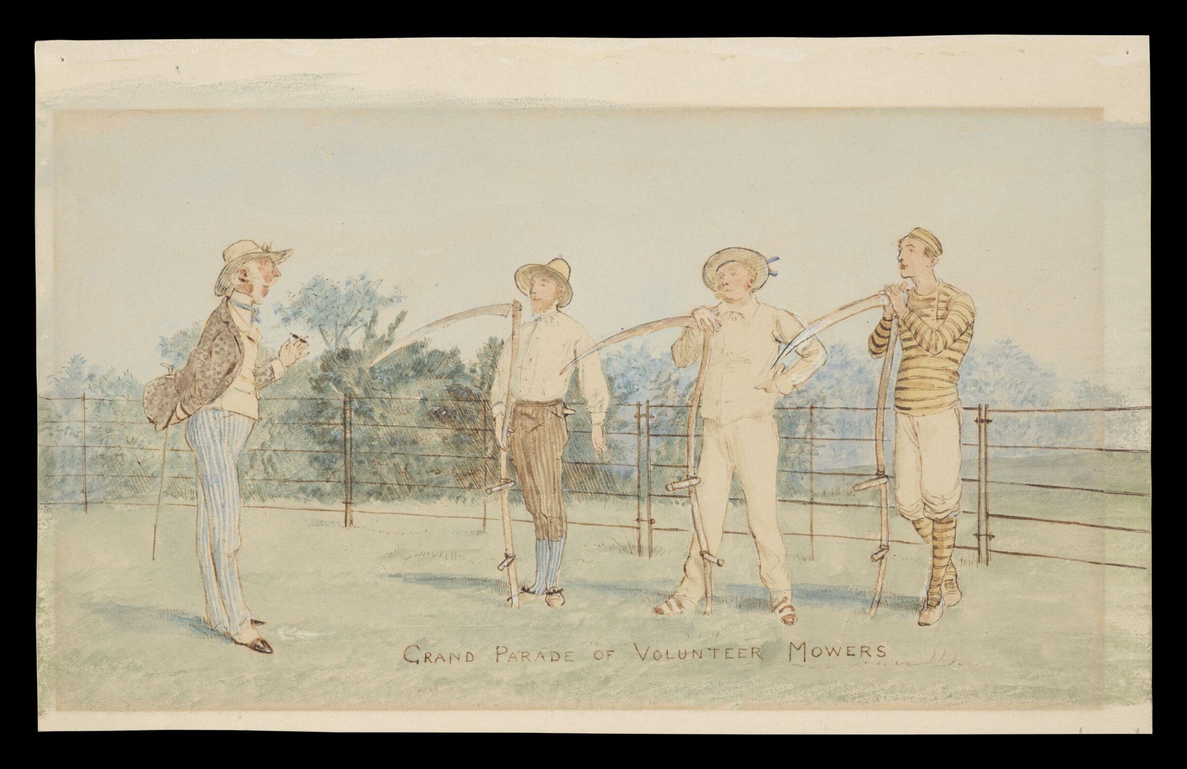 Grand Parade of Volunteer Mowers, Randolph Caldecott, 1881